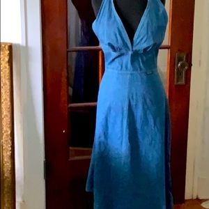 Bon jour denim halter dress# Marilyn Monroe # style old school denim